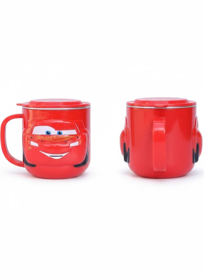 Disney Kids Stainless Steel Drinking Mug with Lid – Cartoon Design | Double Wall Insulated Cup for Hot & Cold Drinks | Leak-Resistant, Safe & Durable Children Mug (Mcqueen) - Image 2